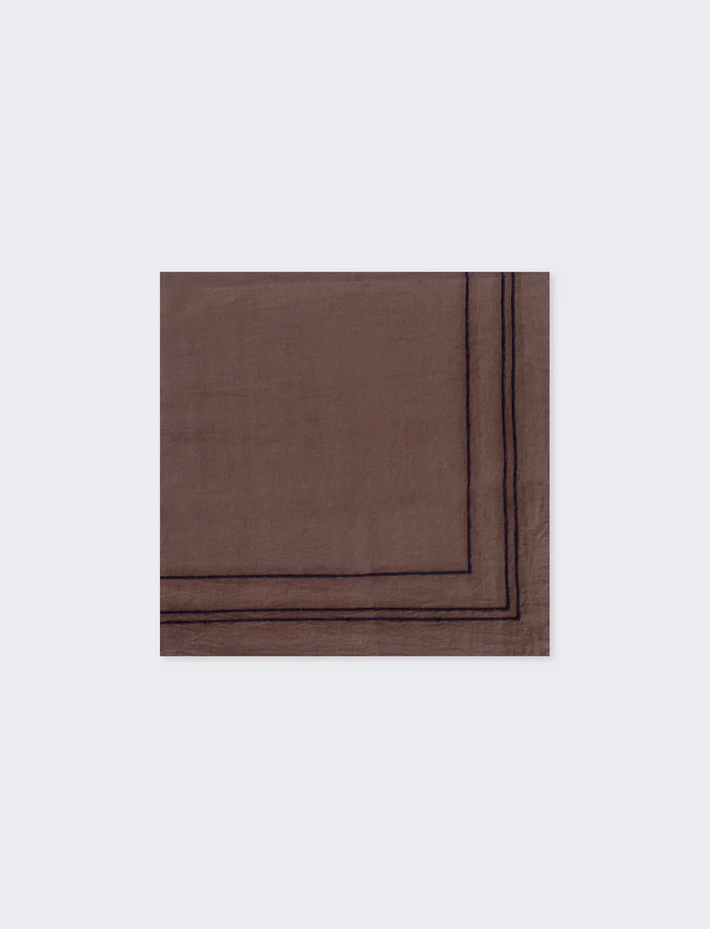 Foulard uomo con riga ricamata unita - Grigio fango