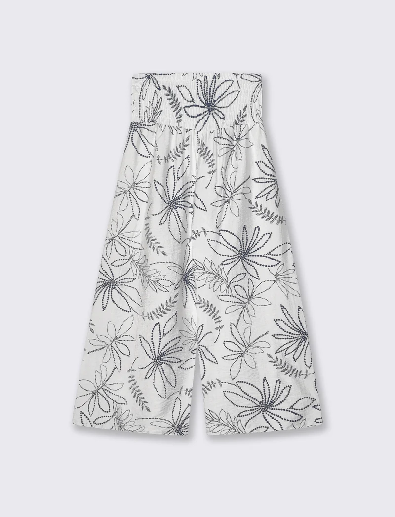 Pantaloni ampi con stampa floreale - Bianco