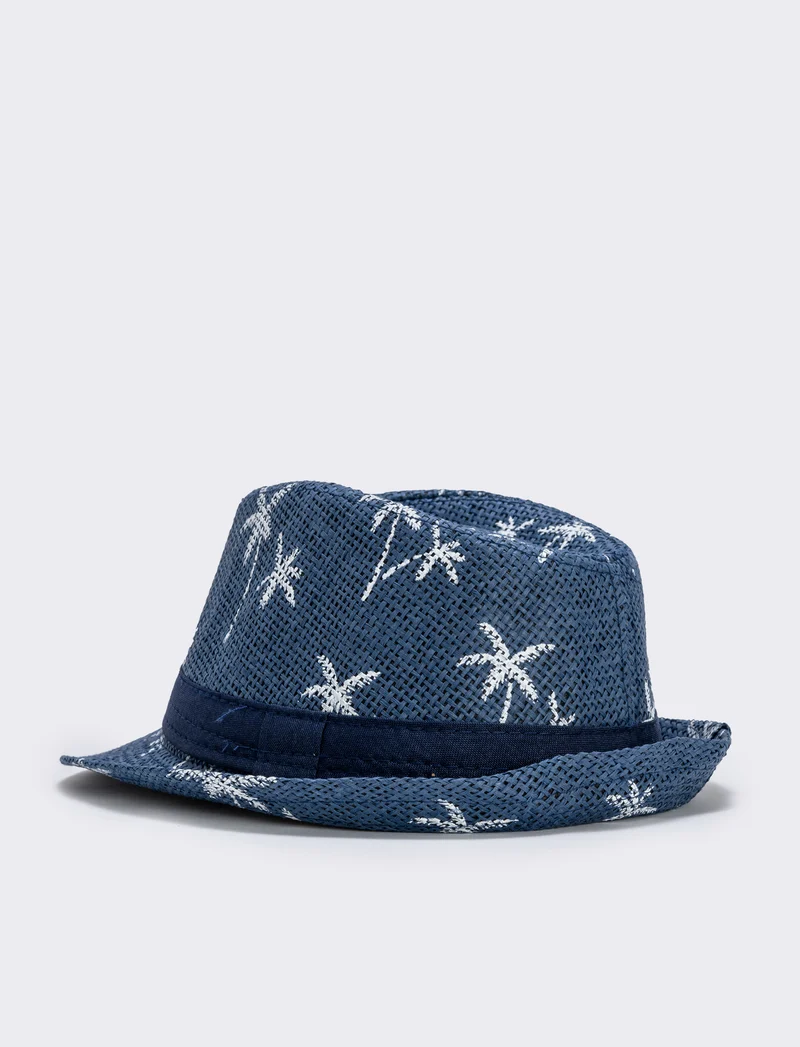 Cappello paglia bambino con palme - Bianco