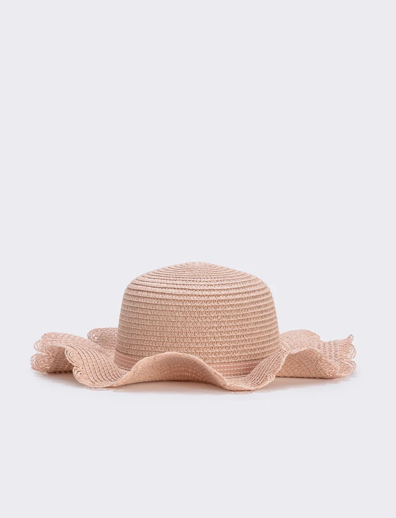 Cappello di paglia con fiori per bambina - Rosa