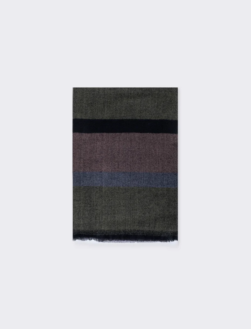 Sciarpa uomo righe con frange eleganti - Verde