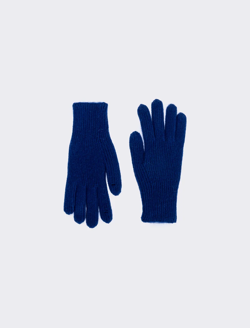 Guanti uomo a coste basic eleganti - Blu