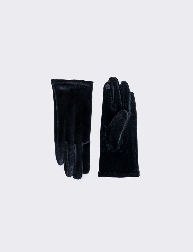 Guanti Ciniglia Touch Eleganti - Nero