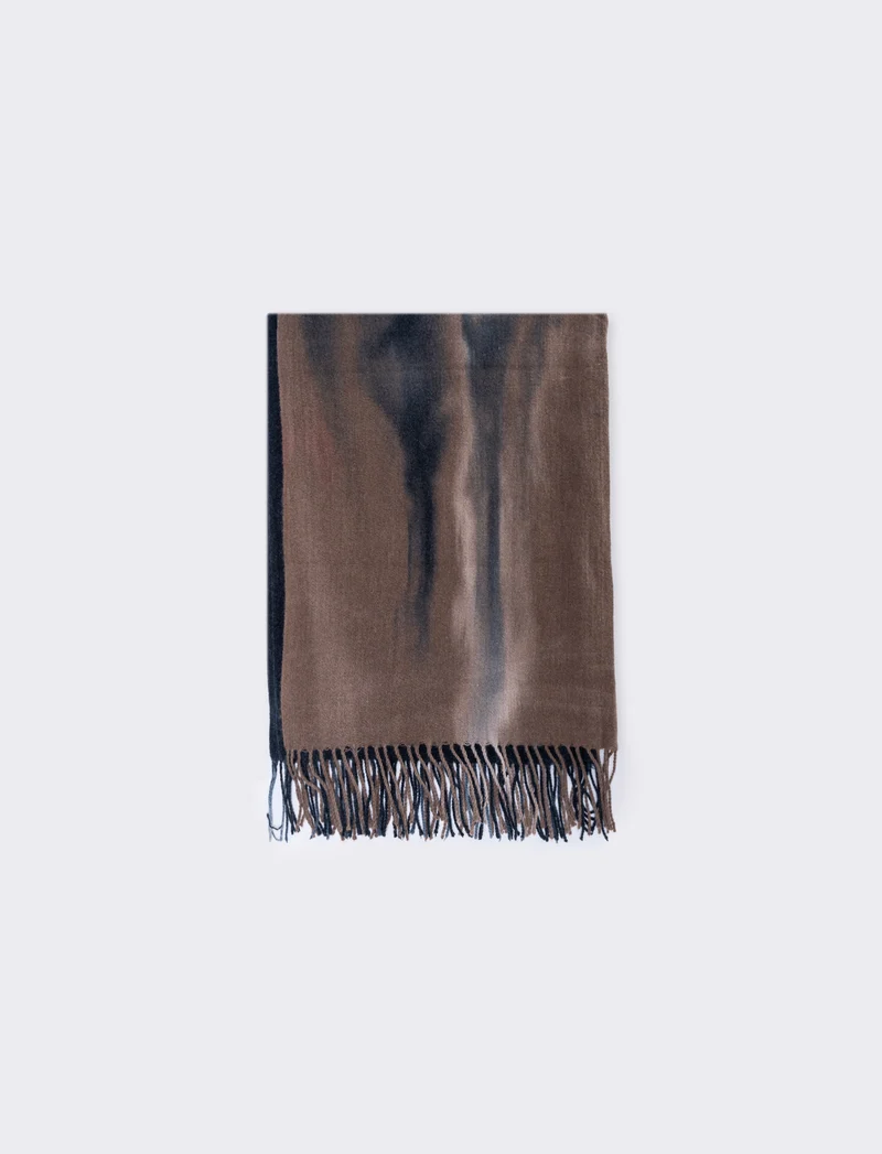 Foulard tye dye con frange uomo peso medio - Nero