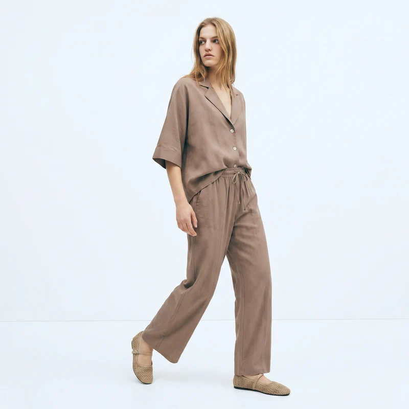 Camicia Manica Corto con Tasca - Grigio fango
