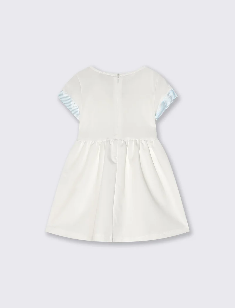 Abito elegante con fiocco e girocollo - Bianco