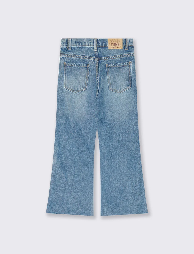 Jeans flare fit con frange laterali - Denim
