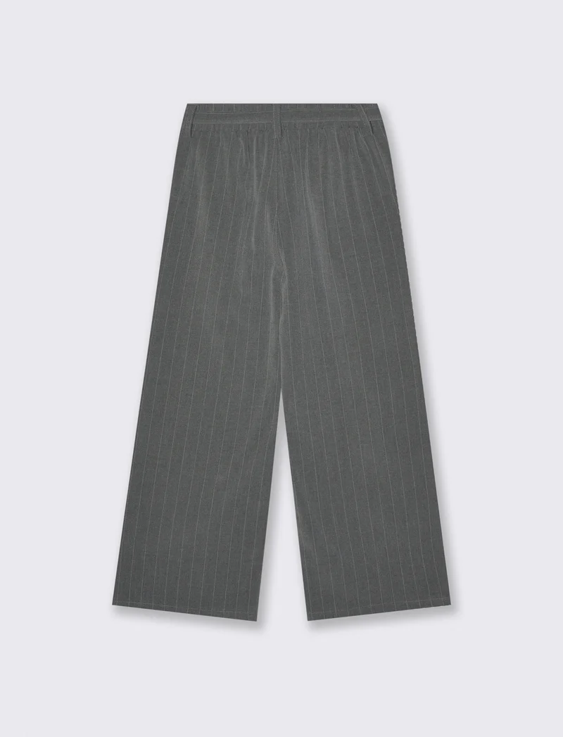 Pantalone gamba ampia con cintura gioiello - Righe