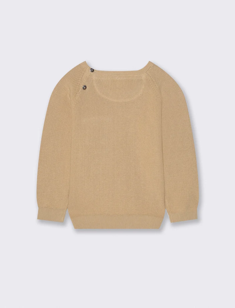 Maglione basico con taschino girocollo - Beige