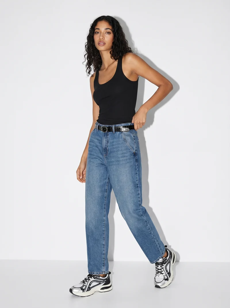 Jeans con cintura e vita arricciata - Denim