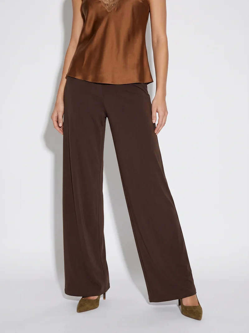 Pantalone palazzo a vita alta elegante - Moro