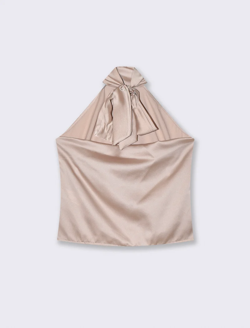 Top scollo all'americana morbido - Beige champagne