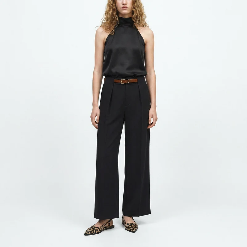 Top scollo all'americana morbido - Nero