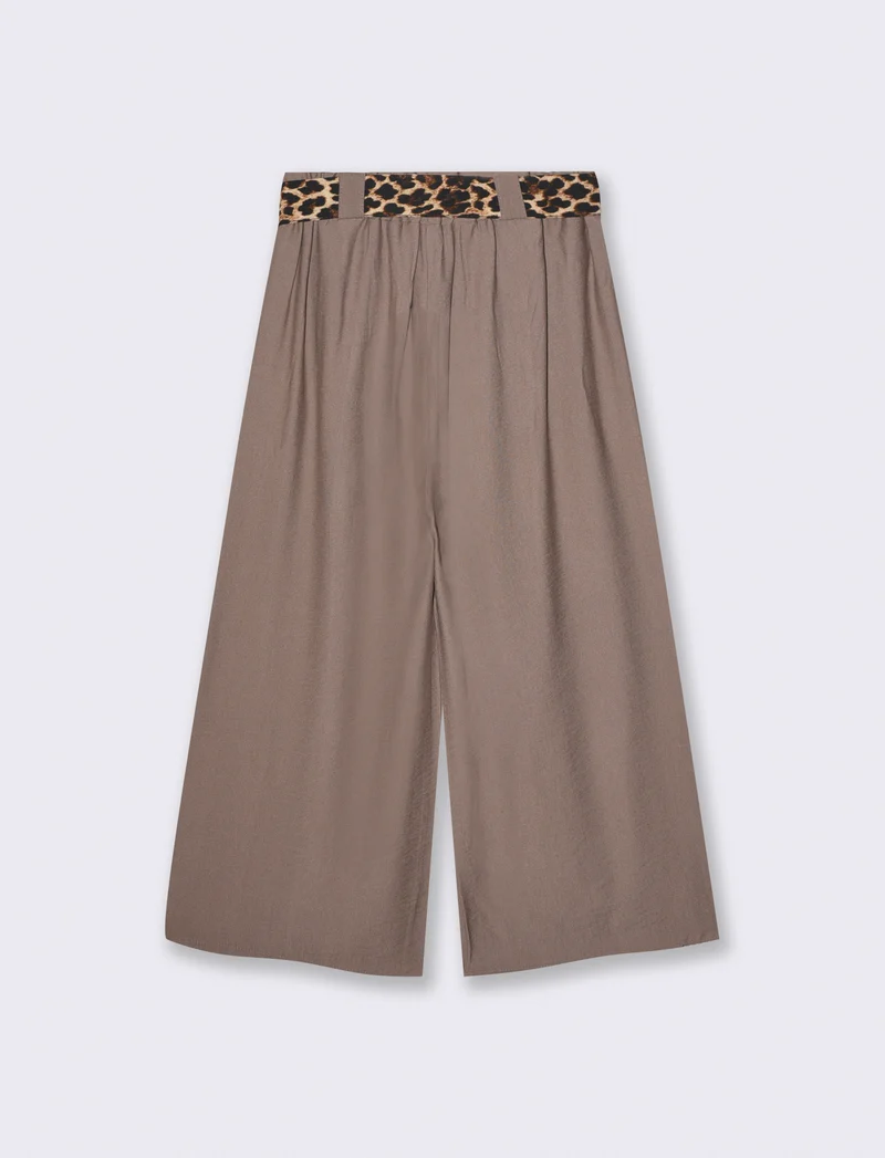 Pantaloni ampi con elastico e cintura - Grigio fango