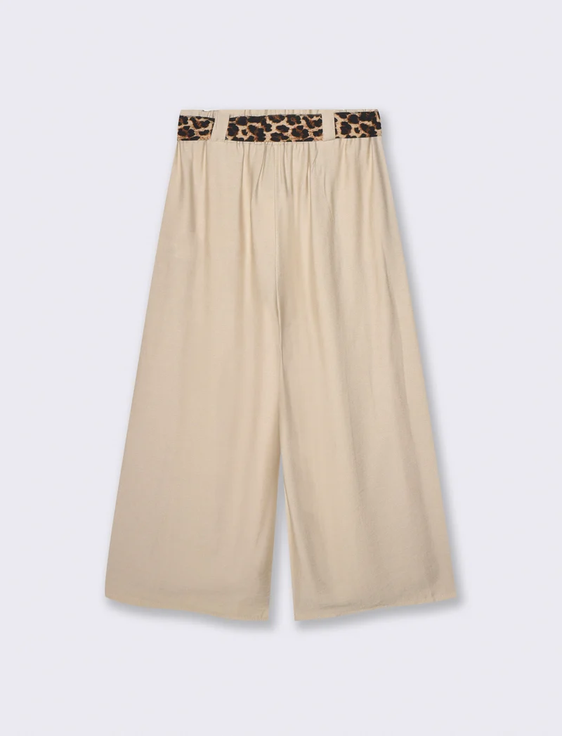 Pantaloni ampi con elastico e cintura - Sabbia