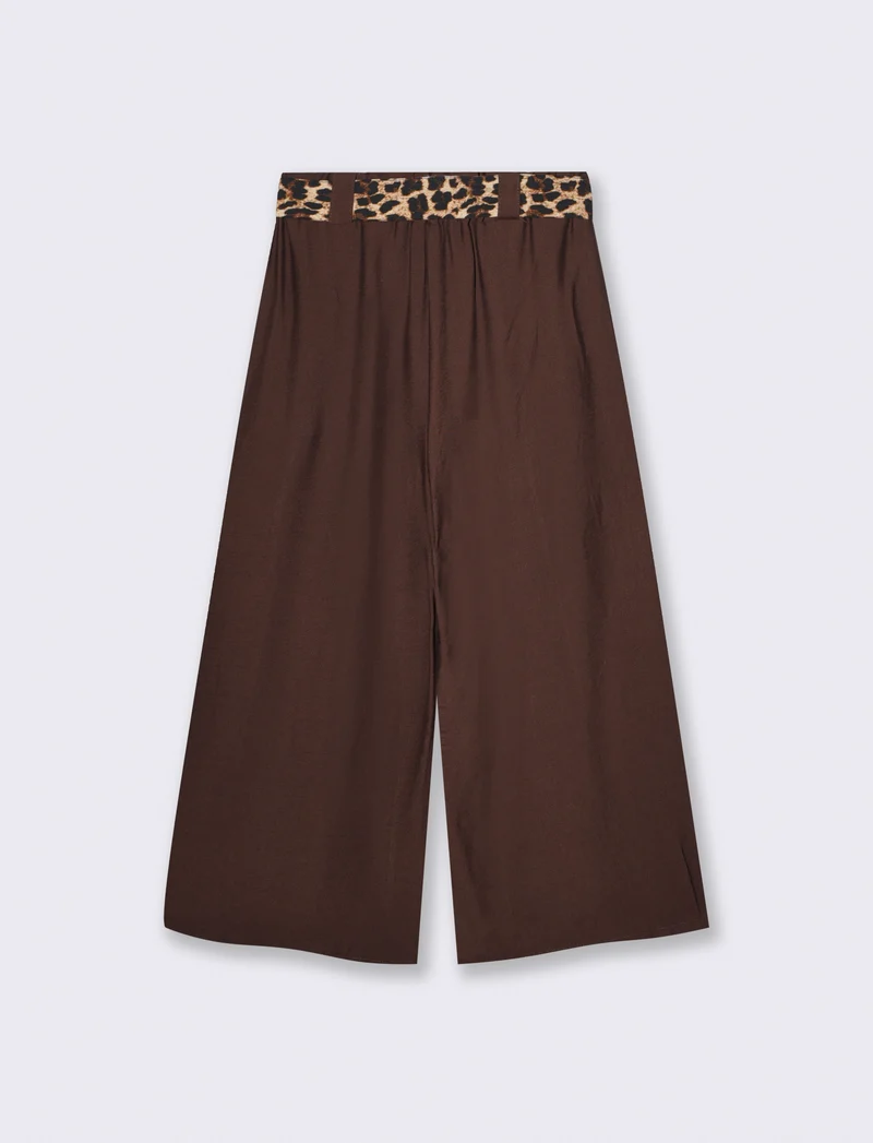 Pantaloni ampi con elastico e cintura - Moro