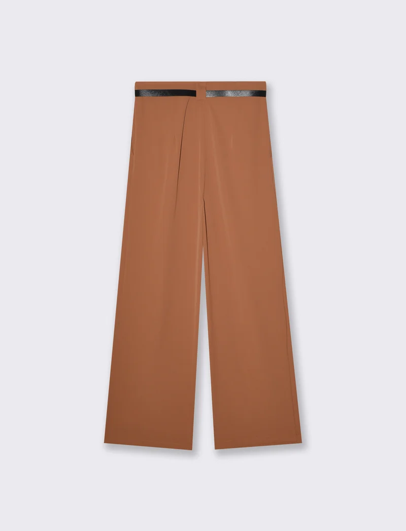Pantalone con Pieghe e Cintura - Moro