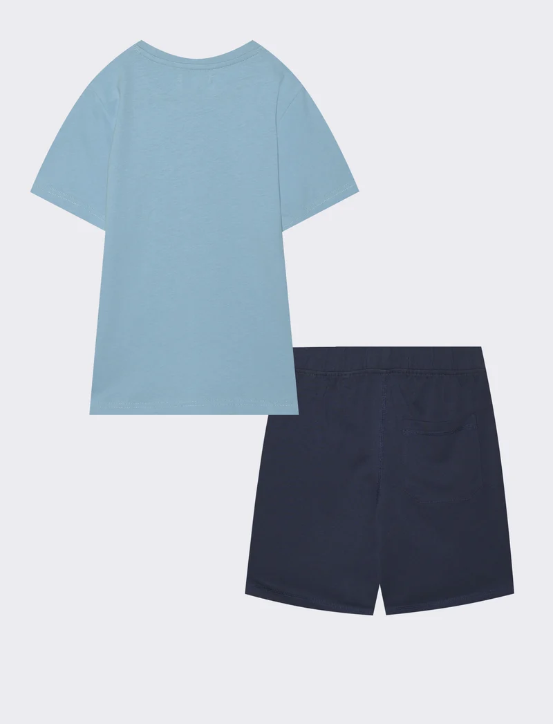 Completo bermuda e t-shirt in jersey - Azzurro