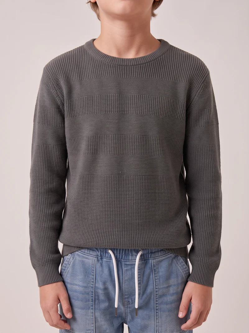 Maglione girocollo in misto cotone - Verde militare