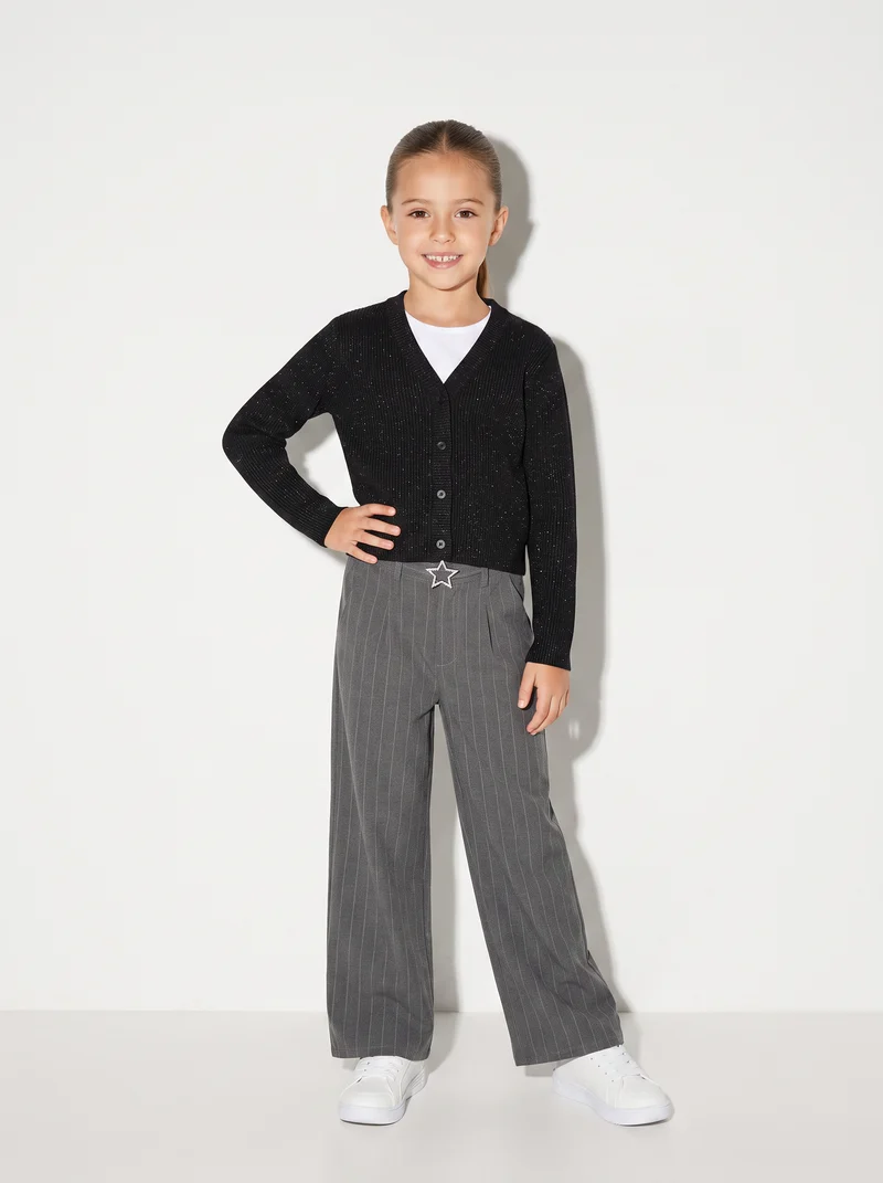 Cardigan metallizzato da bambina scollo V - Nero