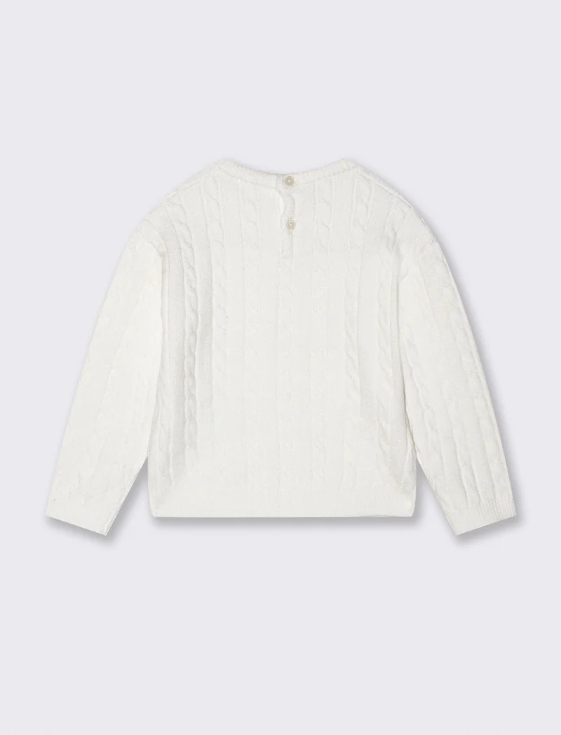 Maglioncino girocollo con trecce trendy - Bianco latte