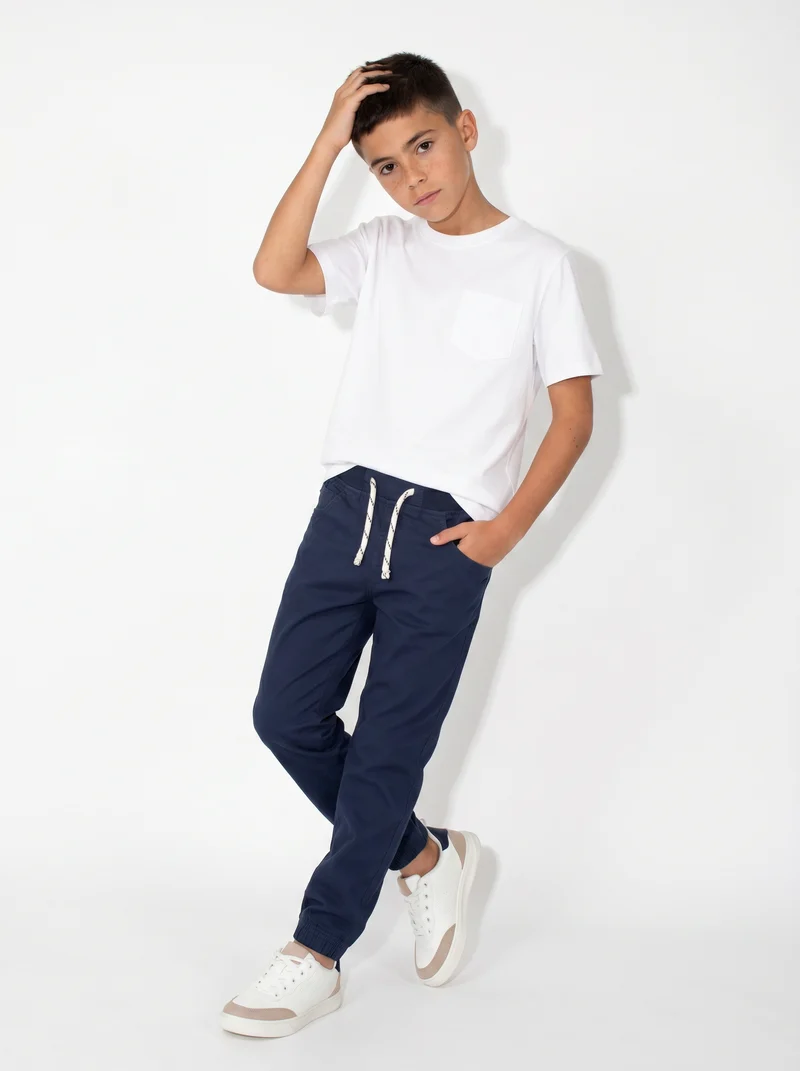 Pantaloni Jogger in Cotone con Coulisse - Blu