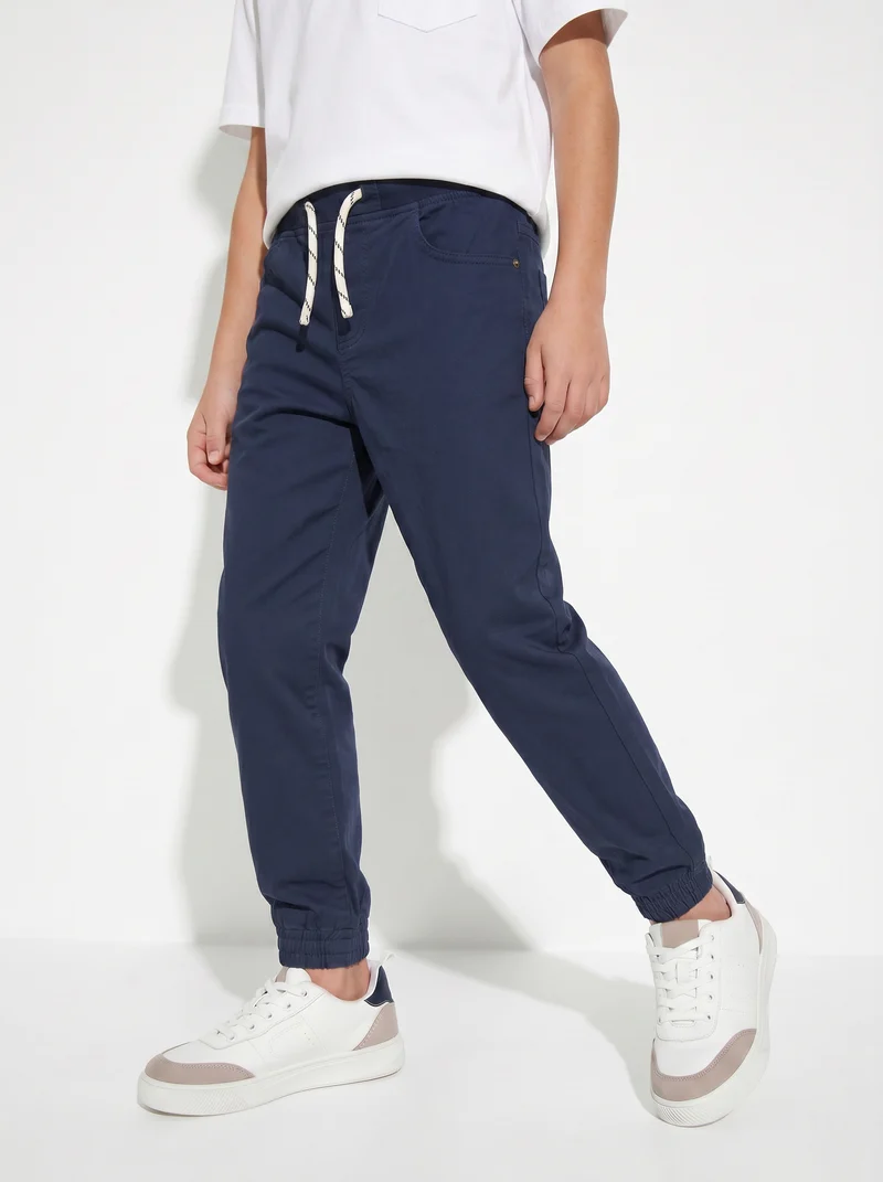 Pantaloni Jogger in Cotone con Coulisse - Blu