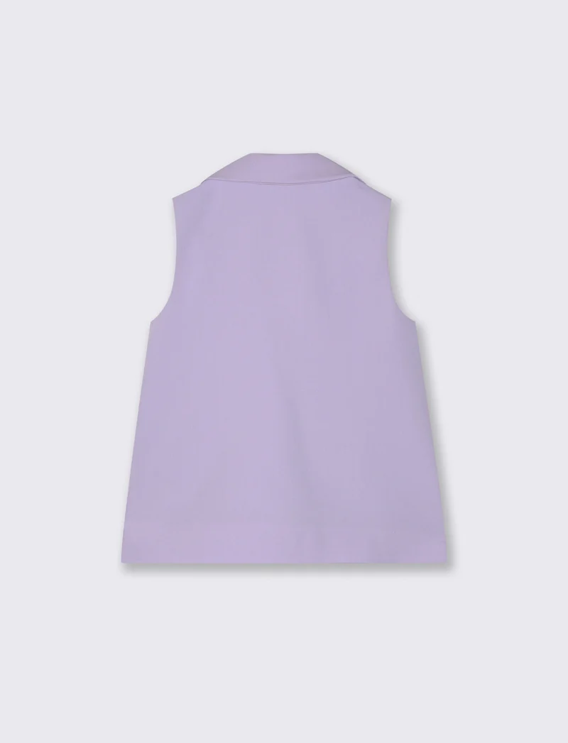 Gilet estivo con fiore applicato e tasche - Viola glicine