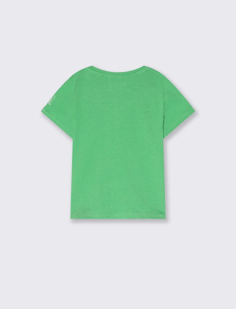 T-shirt mezza manica in cotone tinta unita - Verde prato
