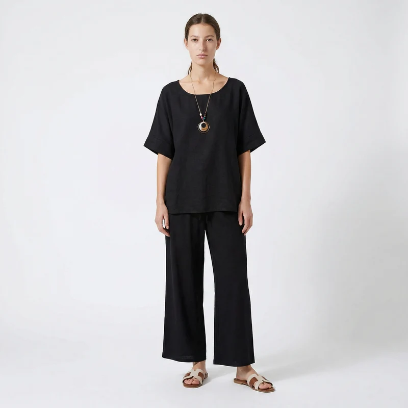 Pantaloni morbidi con elastico per lei - Nero