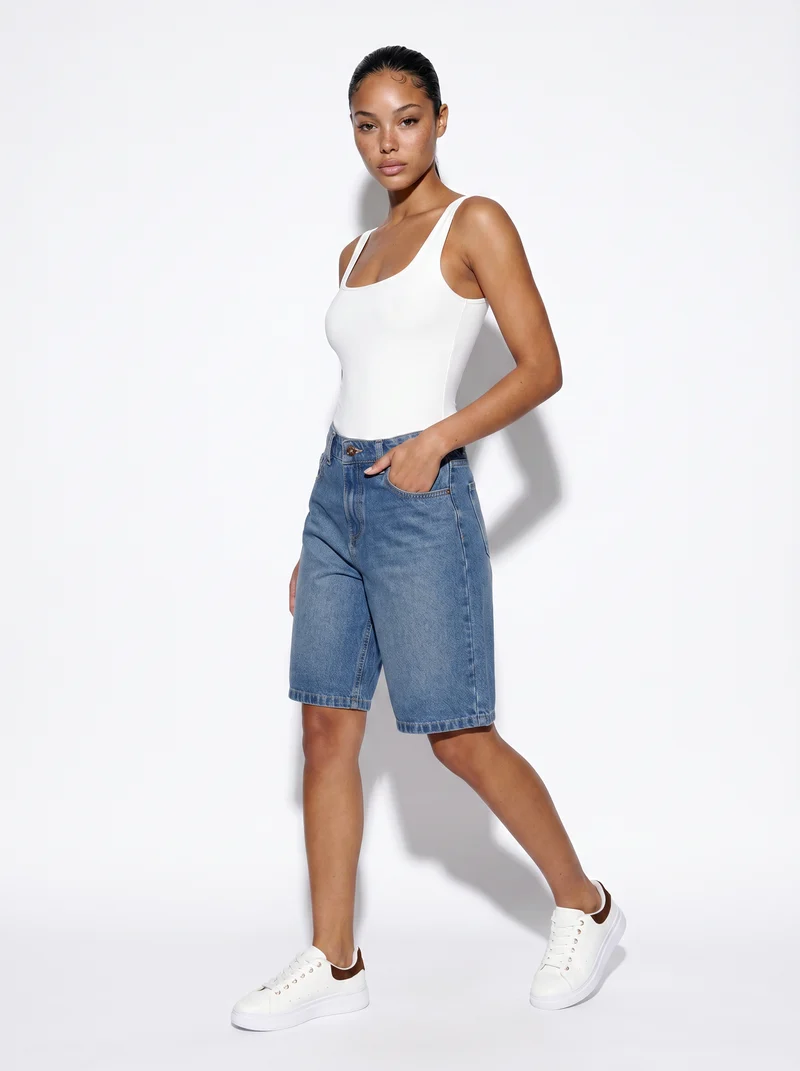 Bermuda baggy low waist 5 tasche - Denim