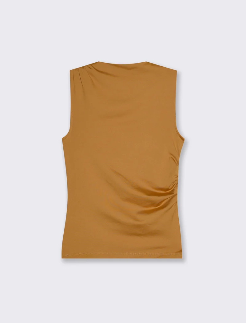 T-shirt giromanica con arriccio elegante - Senape