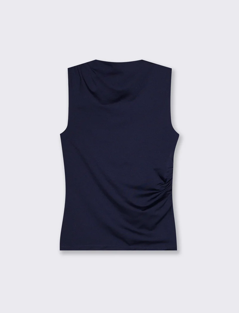 T-shirt giromanica con arriccio elegante - Blu