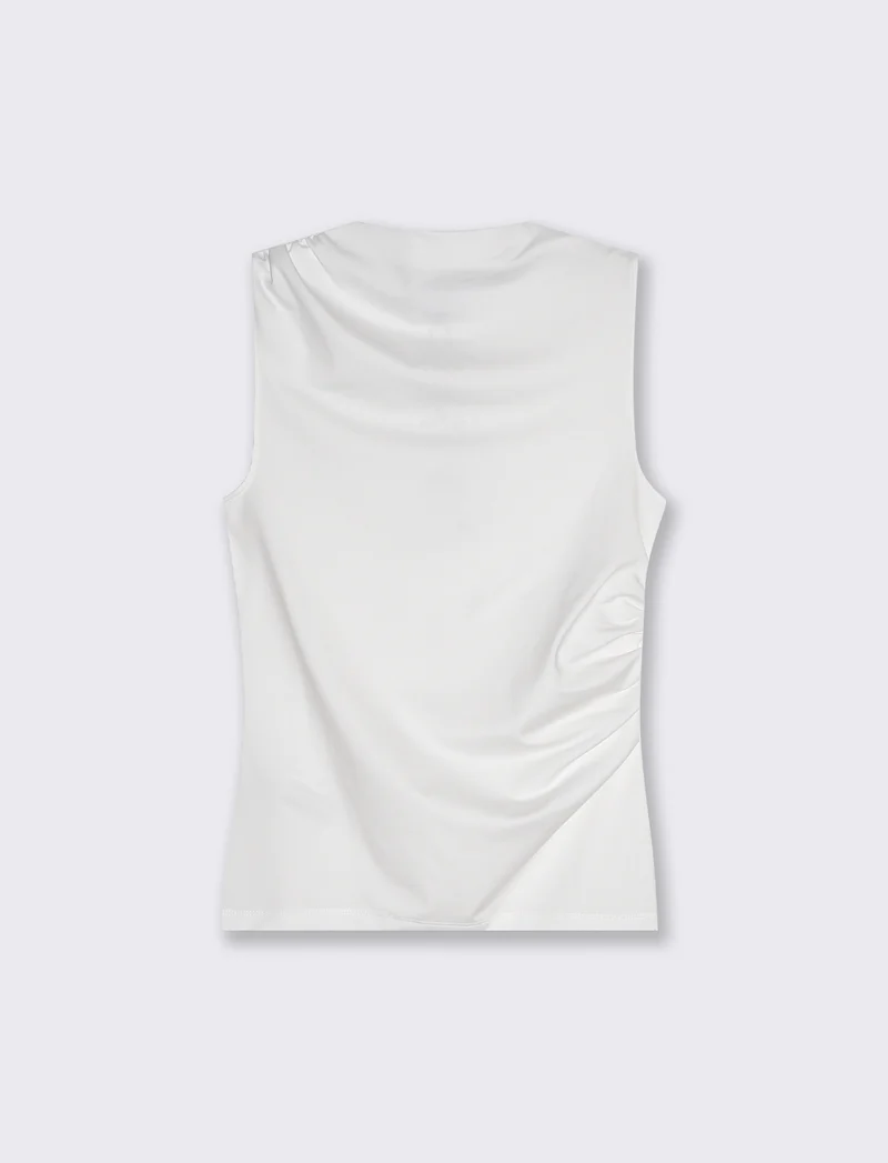 T-shirt giromanica con arriccio elegante - Bianco latte