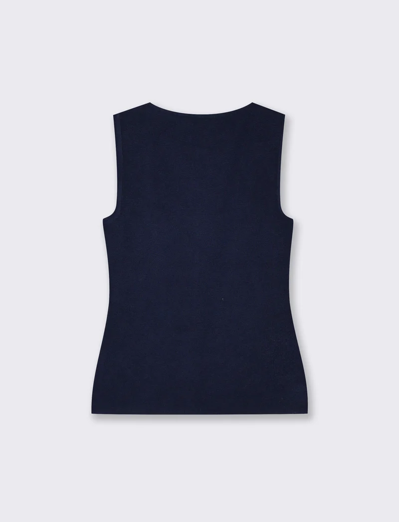 Top scollo quadrato con 5 bottoni - Blu