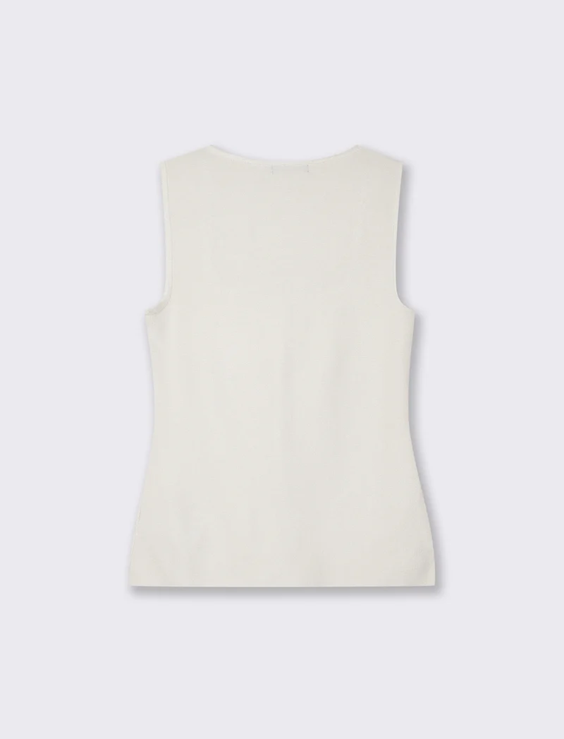 Top scollo quadrato con 5 bottoni - Bianco latte