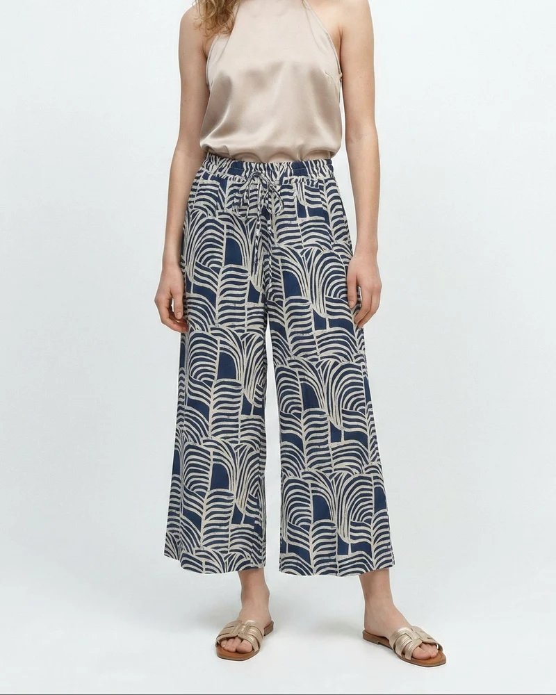 Pantaloni con Coulisse e Stampa - Blu