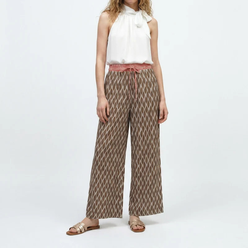 Pantaloni Pinocchietto con Stampa - Moro