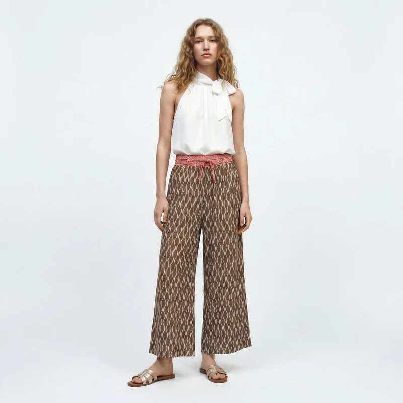 Pantaloni Pinocchietto con Stampa - Moro