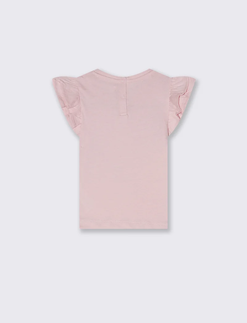 T-shirt girocollo con rouches eleganti - Rosa