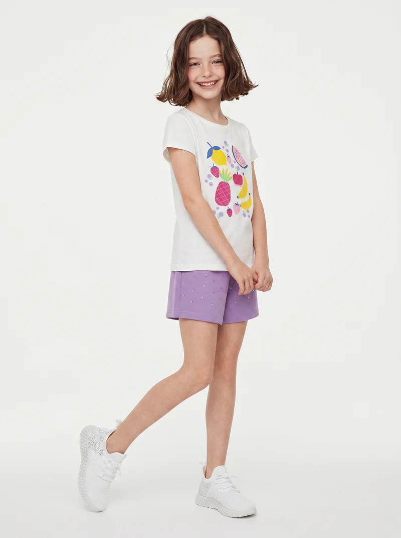 T-shirt estiva bambina con stampa lucida - Bianco