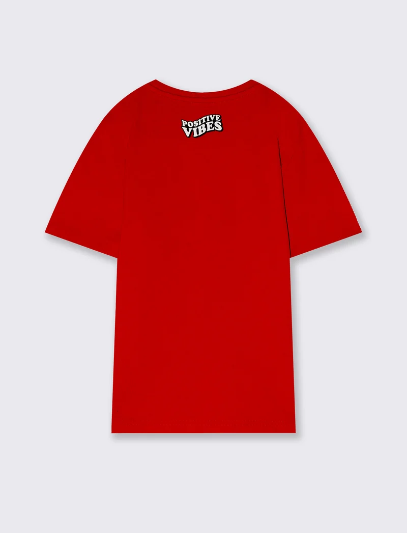 T-shirt mezza manica con stampa colorata - Rosso