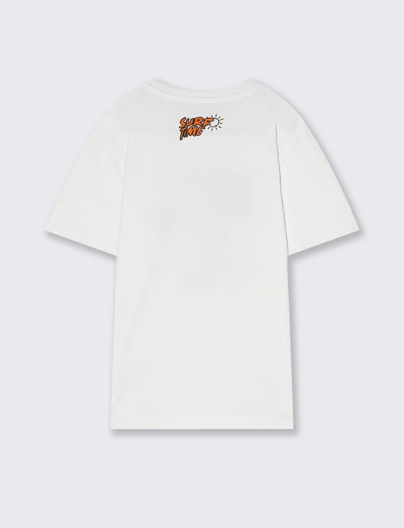 T-shirt mezza manica con stampa colorata - Bianco