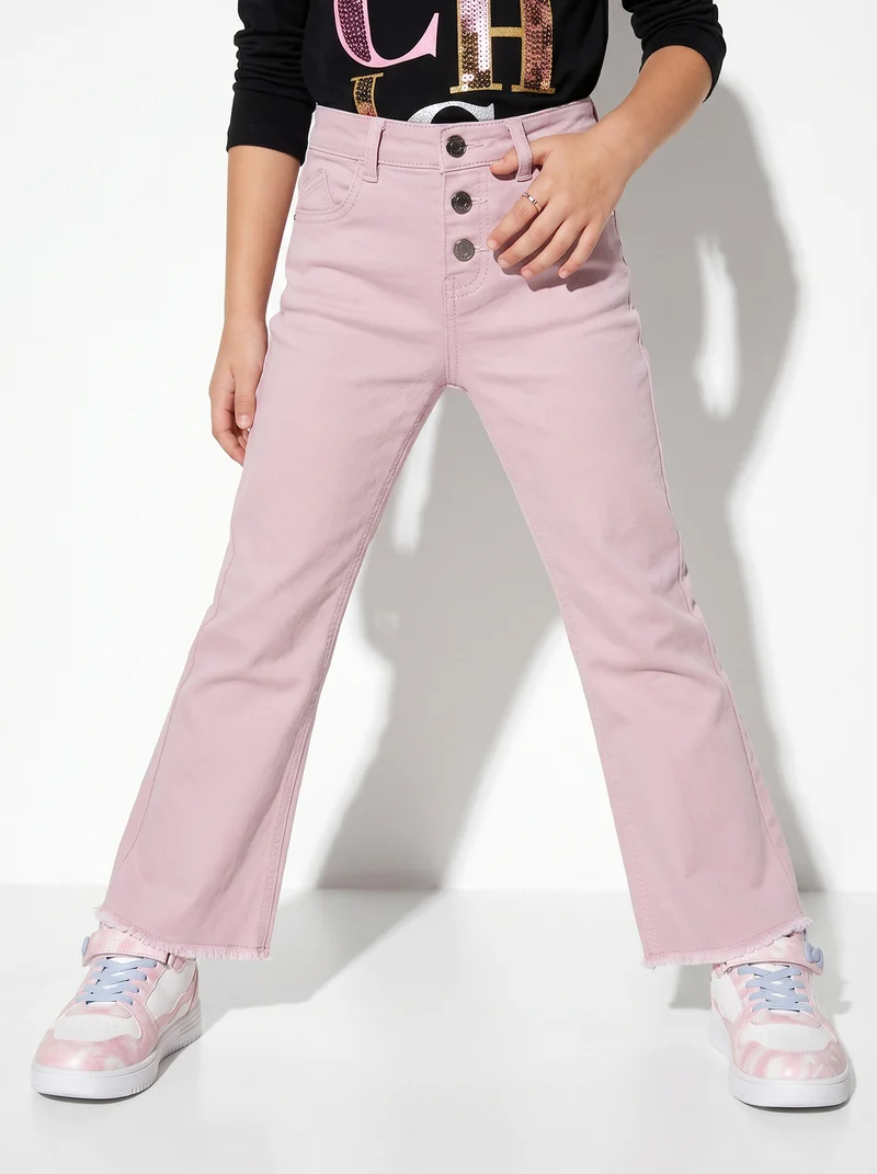Pantaloni flare in cotone elastico comodi - Rosa polvere