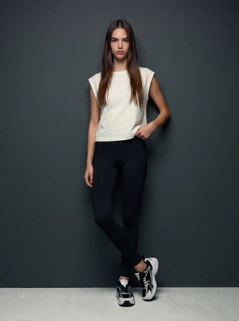 Leggings basico a vita alta skinny - Nero