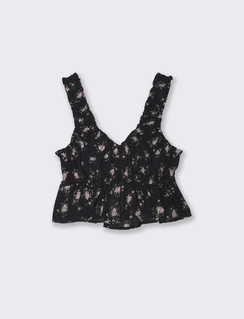 Top corto arricciato con elastico - var 1