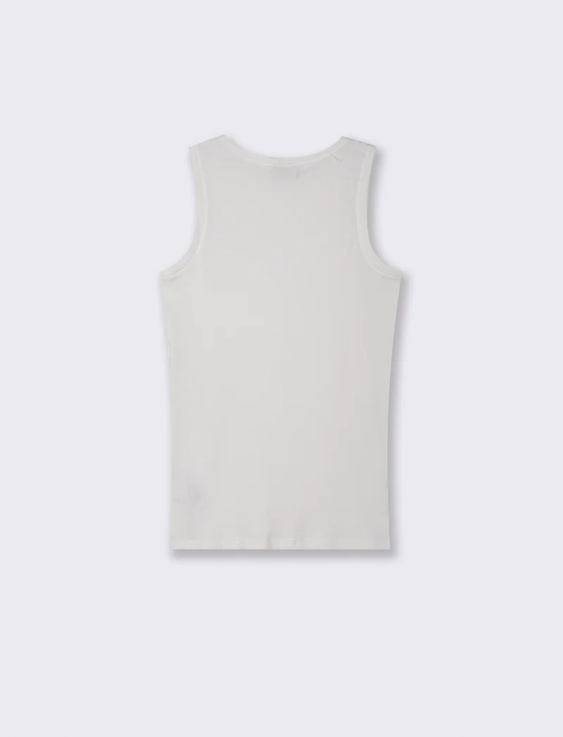 Canotta slim fit in cotone a coste - Bianco