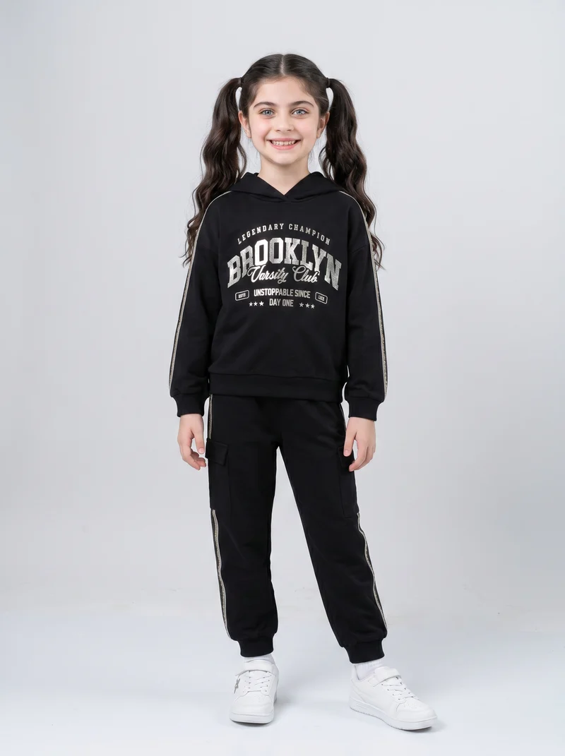 Jogger cargo con nastro metallizzato - Nero