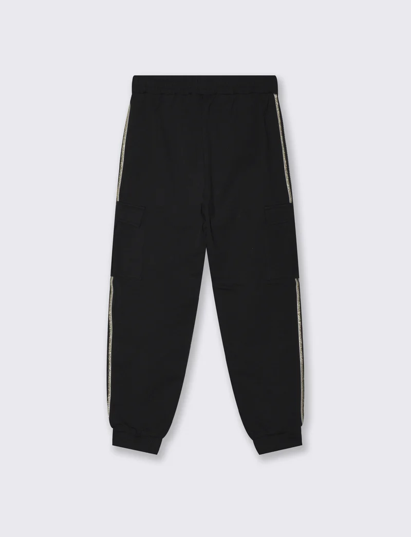 Jogger cargo con nastro metallizzato - Nero