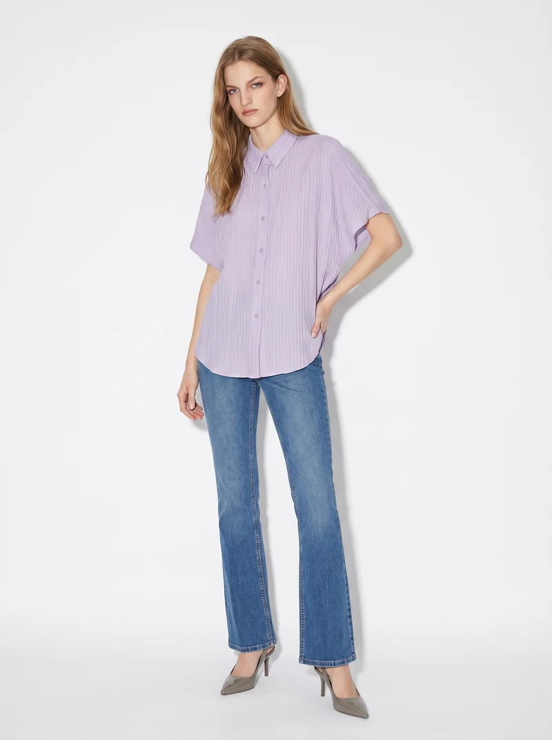 Camicia Kimono Smanicata con Pieghine - Viola lavanda